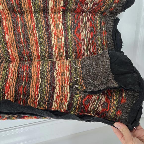 Pachamama Hand Knit Wool Cardigan Sweater Women's Large Nepal Earthy Red Orange - Picture 3 of 9